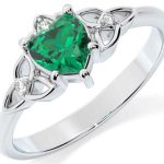 diamond emerald green claddagh ring