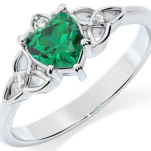 diamond emerald green claddagh ring